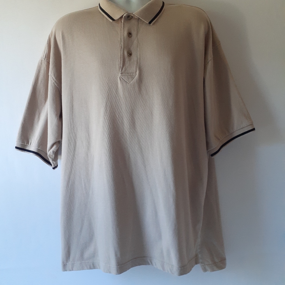 KC Sport men's beige short-sleeve golf polo shirt size XXL